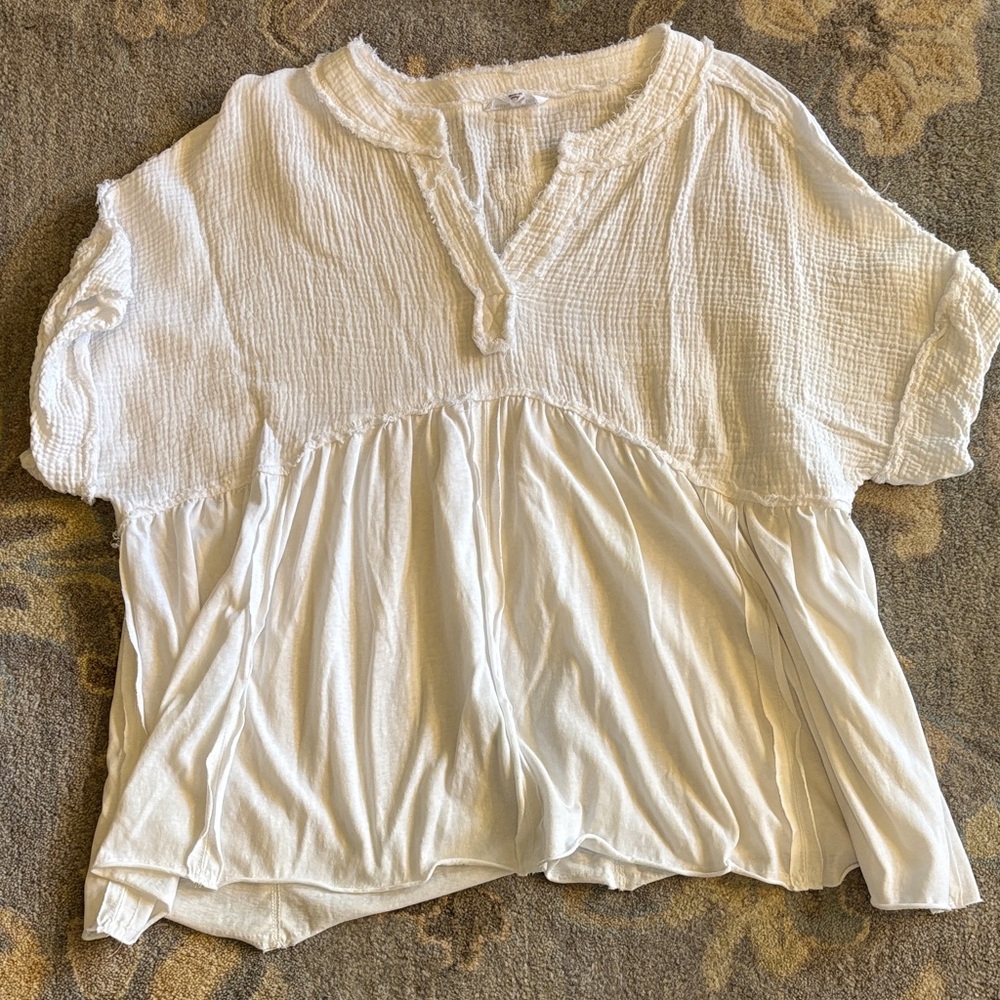 Sewn + Seen White Textured Top